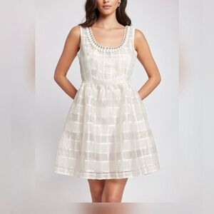 LUCY PARIS ORGANZA JEWELED NECKLINE SLEEVELESS DRESS